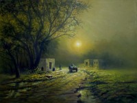 Hanif Shahzad, Cool Sunset II, 27 x 36 Inch, Oil on Canvas, Landscape Painting, AC-HNS-109